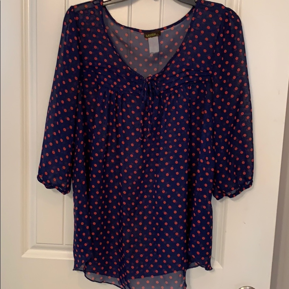 Lavish maternity blue orange polka dot top cute